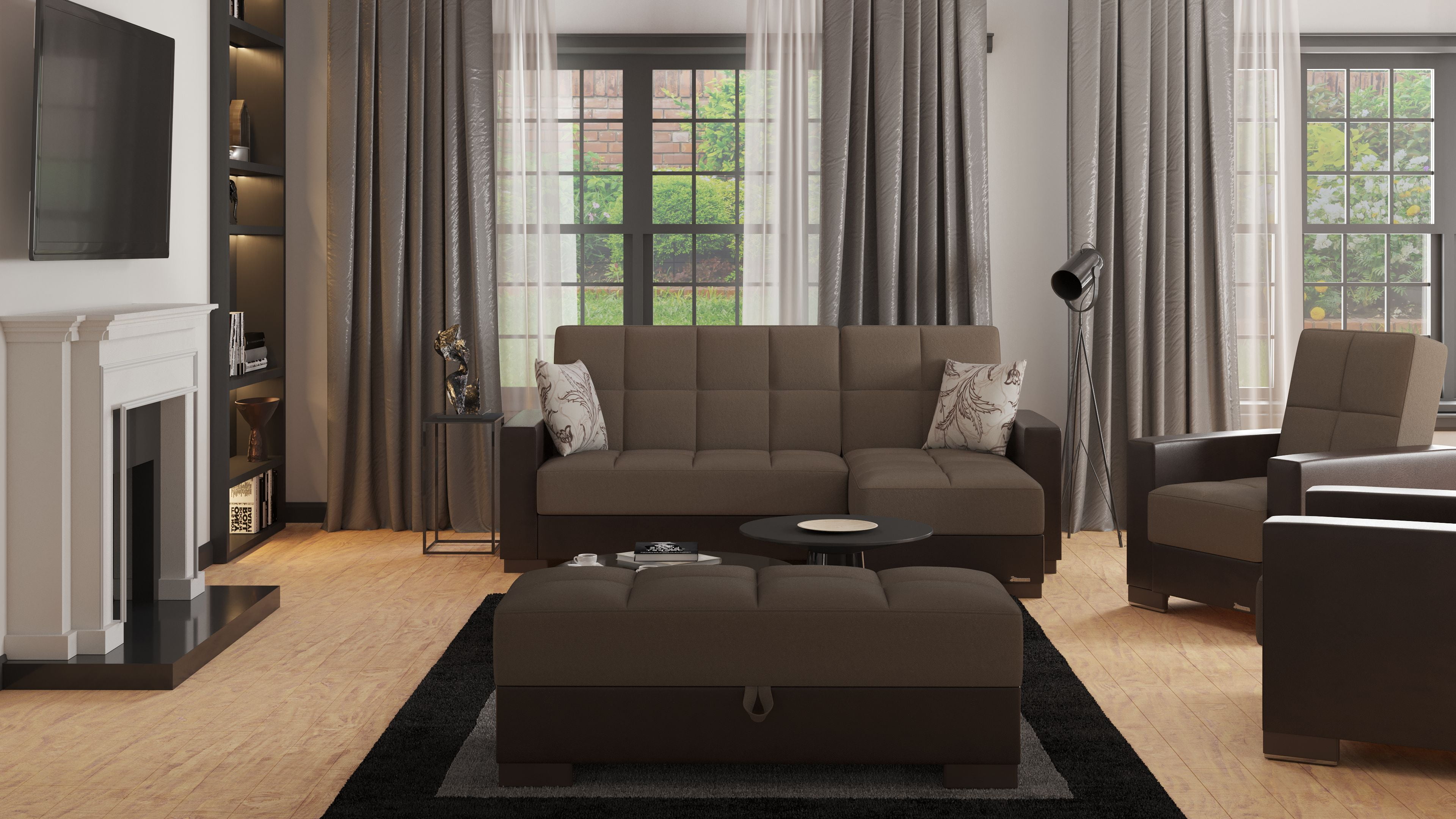 Ottomanson Origins Rectangular Upholstered Lift Top Ottoman, Beige/Brown