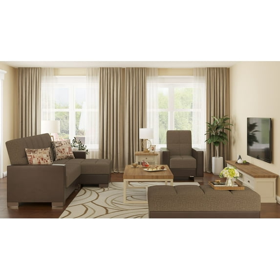 Ottomanson Origins Rectangular Upholstered Lift Top Ottoman, Brown/Brown