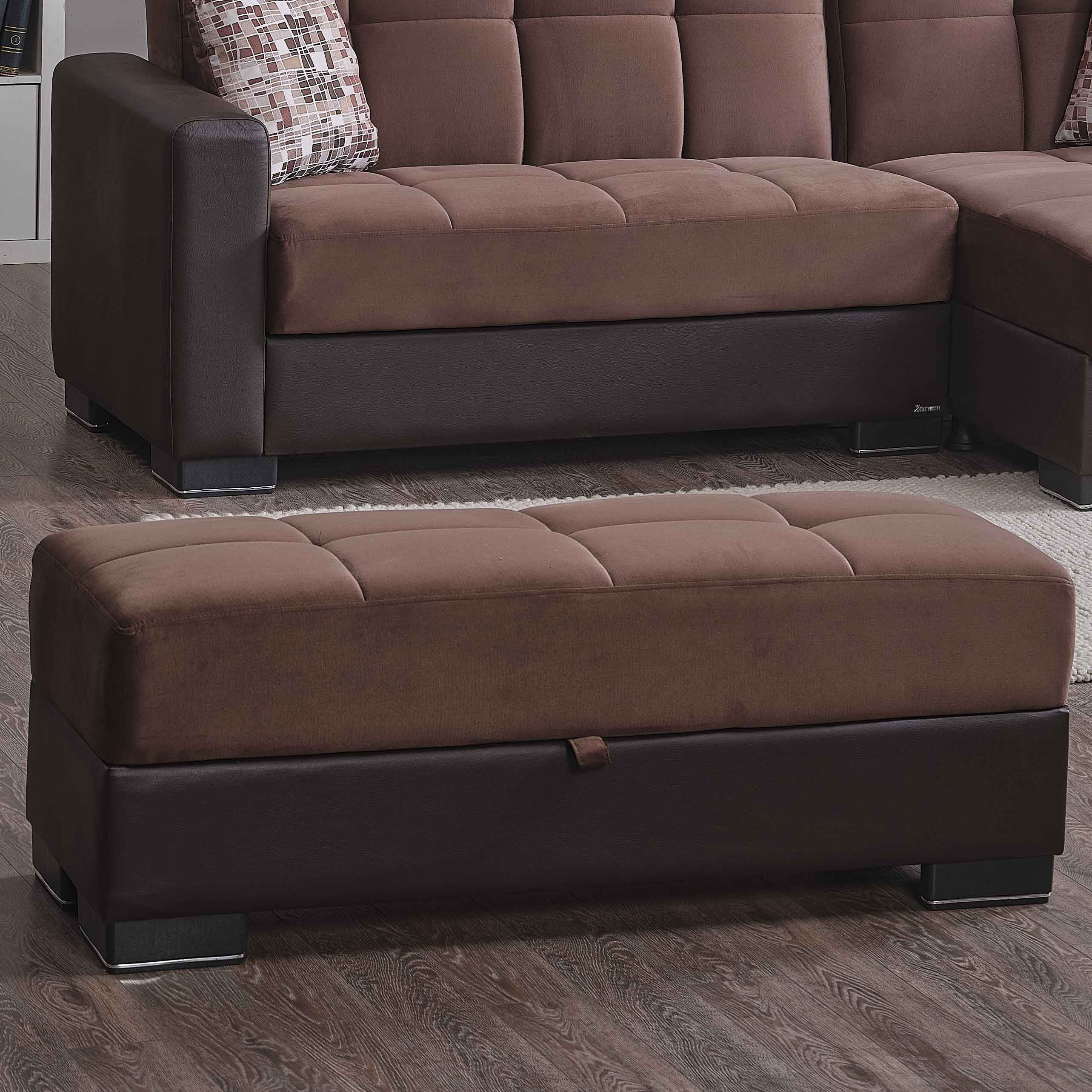 Ottomanson Origins Rectangular Upholstered Lift Top Ottoman, Brown