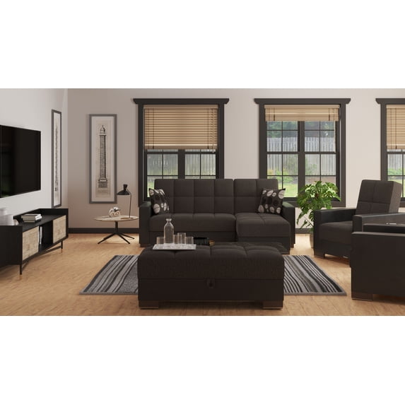 Ottomanson Origins Rectangular Upholstered Lift Top Ottoman, Gray/Black