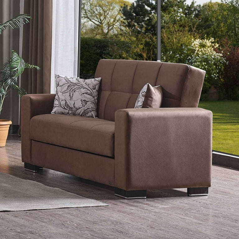 Ottomanson Origins Sleeper Loveseat Brown Microfiber Fabric