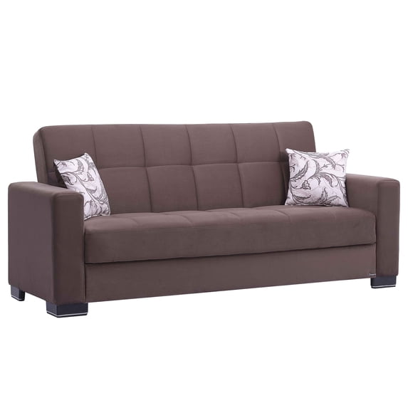 Ottomanson Origins Convertible Sofa Bed with Storage 74", Brown Microfiber