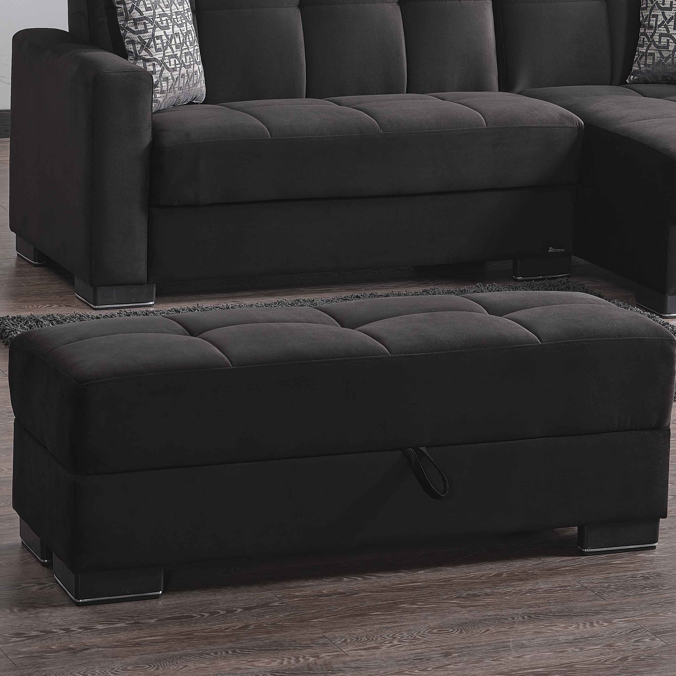 Ottomanson Origins Upholstered Storage Ottoman, Black