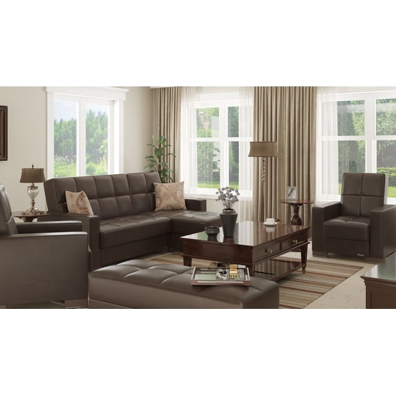 Ottomanson Origins Upholstered Storage Ottoman, Brown