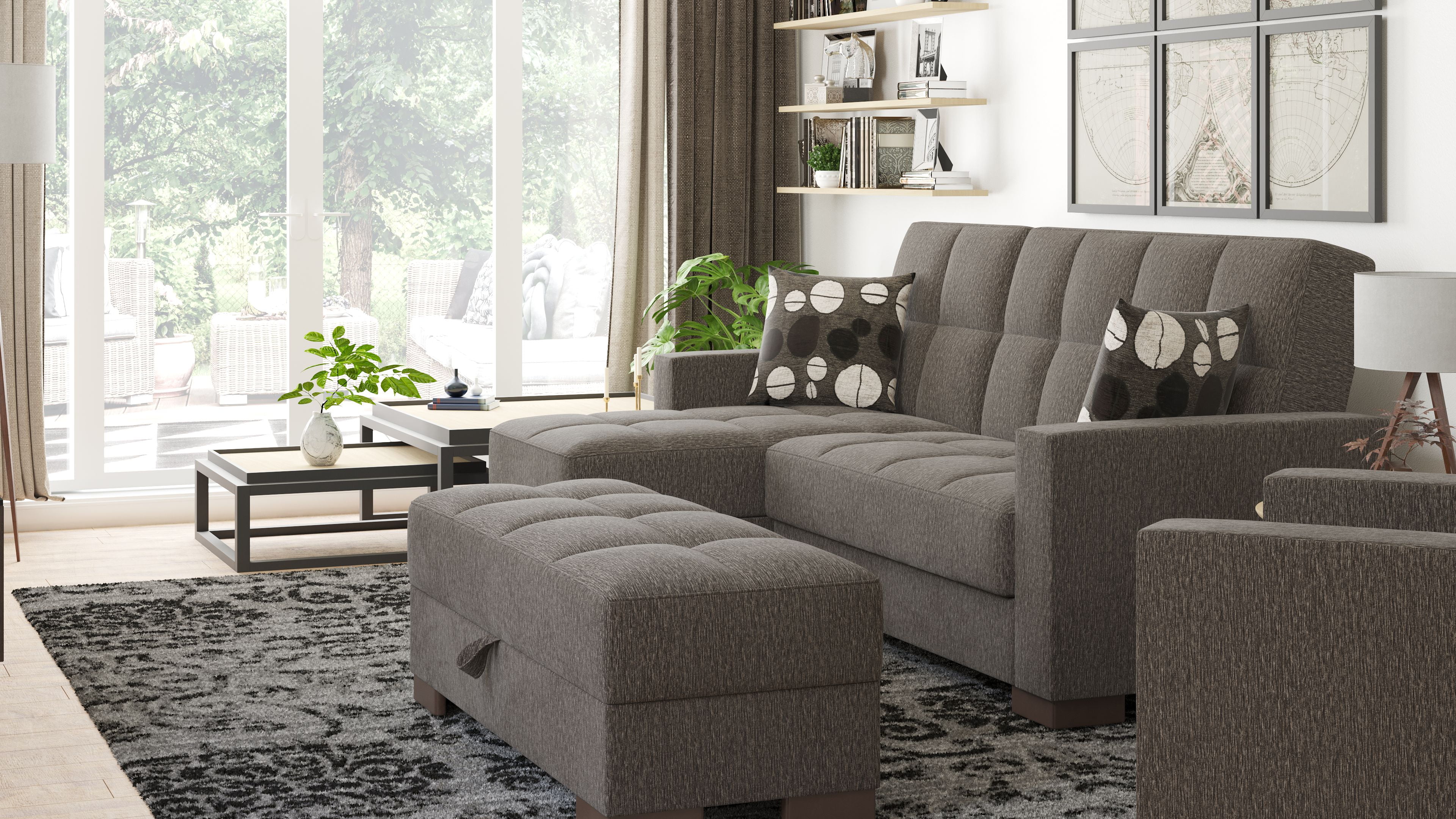 Ottomanson Origins Upholstered Storage Ottoman, Gray