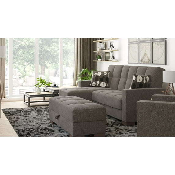 Ottomanson Origins Upholstered Storage Ottoman, Gray