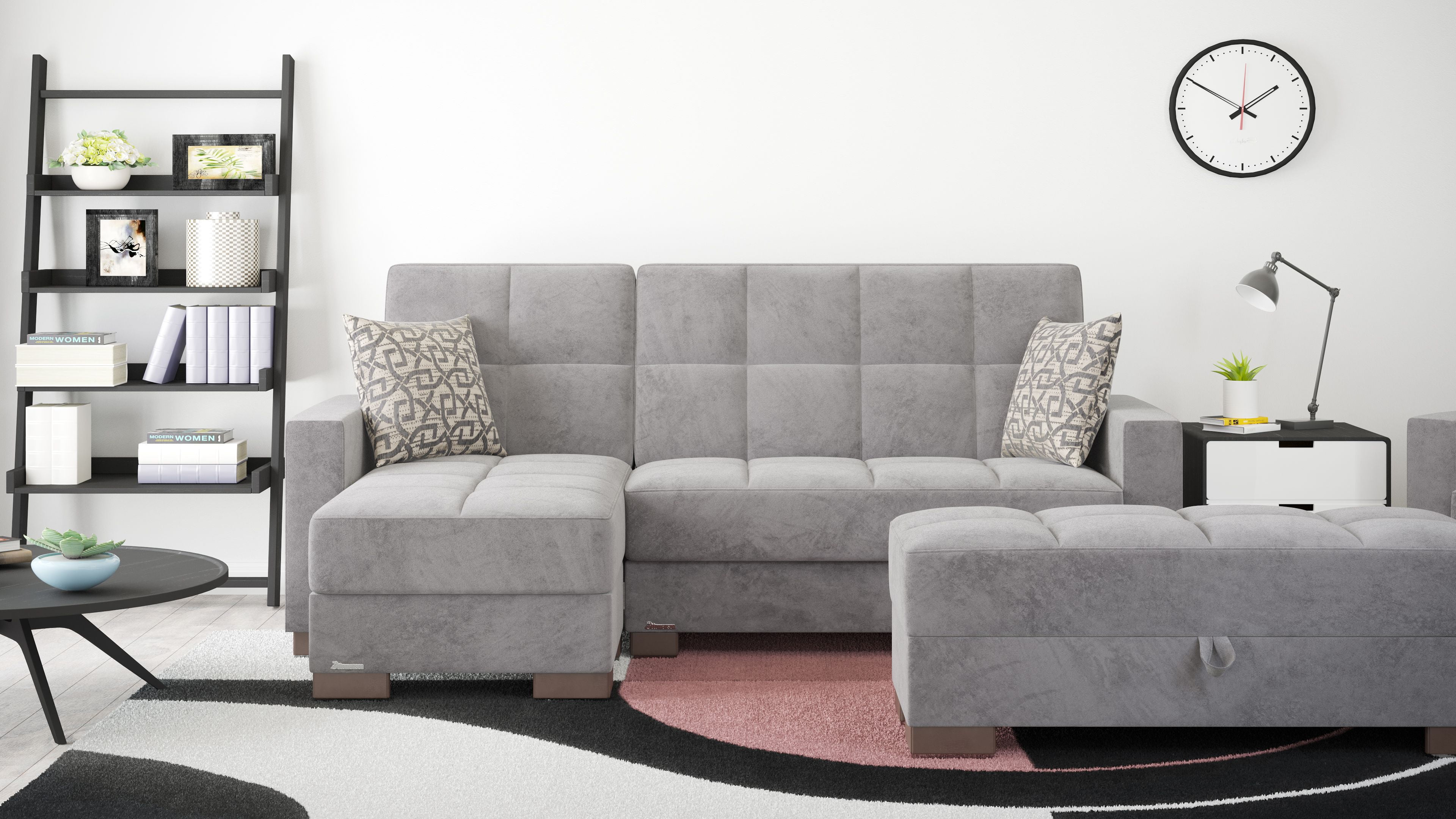 Ottomanson Origins Upholstered Storage Ottoman, Gray