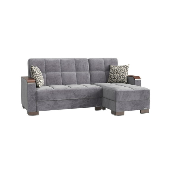 Ottomanson Origins X Convertible L-Shaped Sectional Sofa, Gray Microfiber