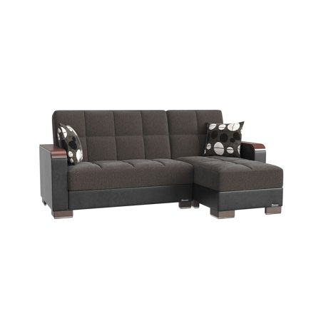 Ottomanson Origins X Modern Convertible L-Shaped Sectional Sofa, Gray Chenille
