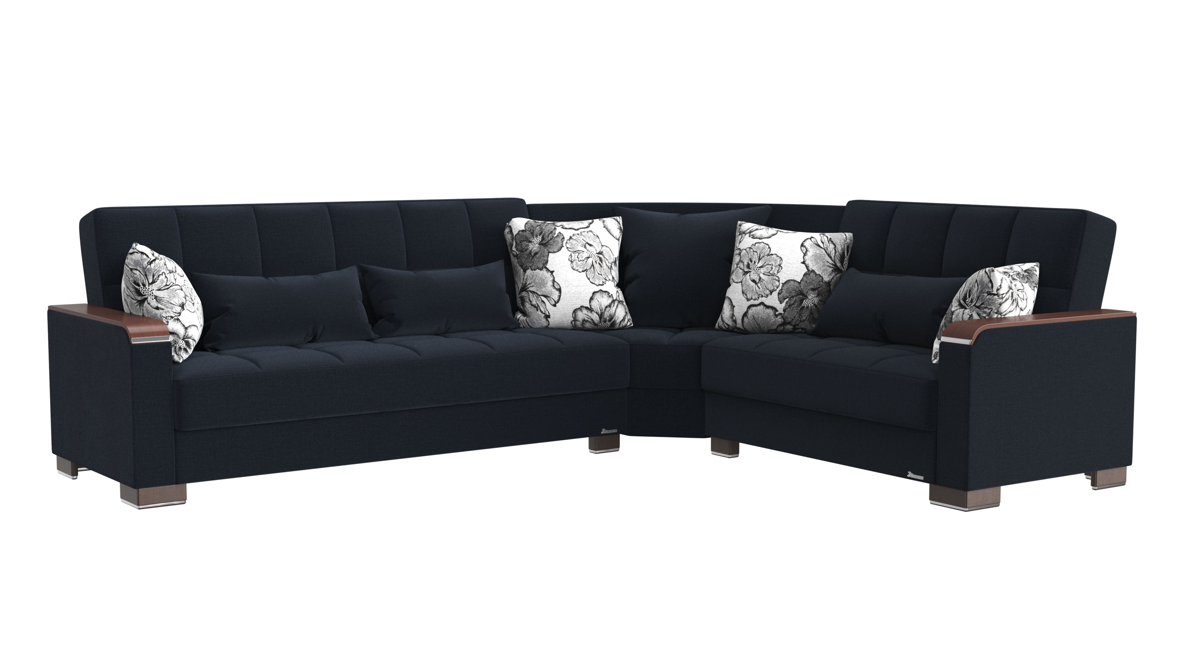 Ottomanson Origins X Convertible Sectional Sofa, Dark Blue Polyester