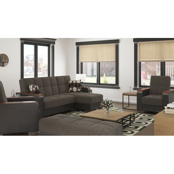 Ottomanson Origins X Rectangular Upholstered Lift Top Ottoman, Gray/Black