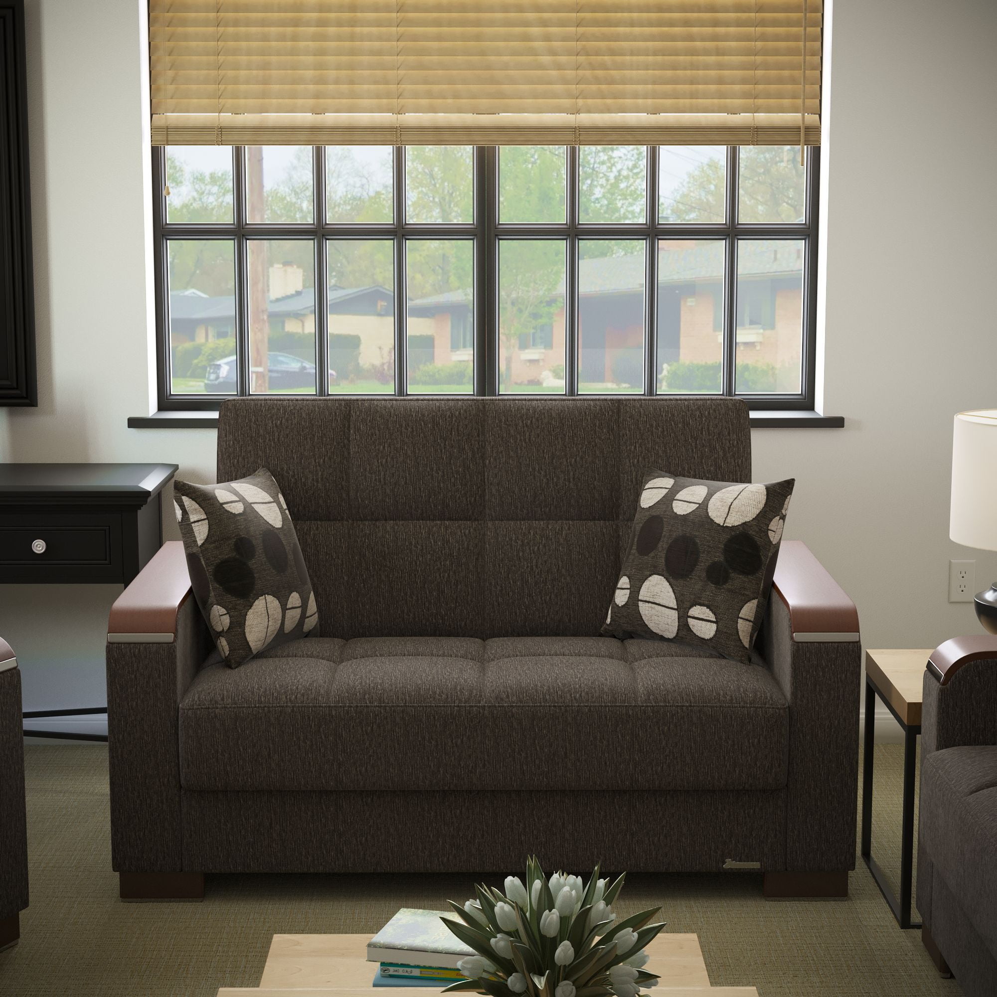 Ottomanson Origins X Sleeper Loveseat, Gray Chenille Fabric