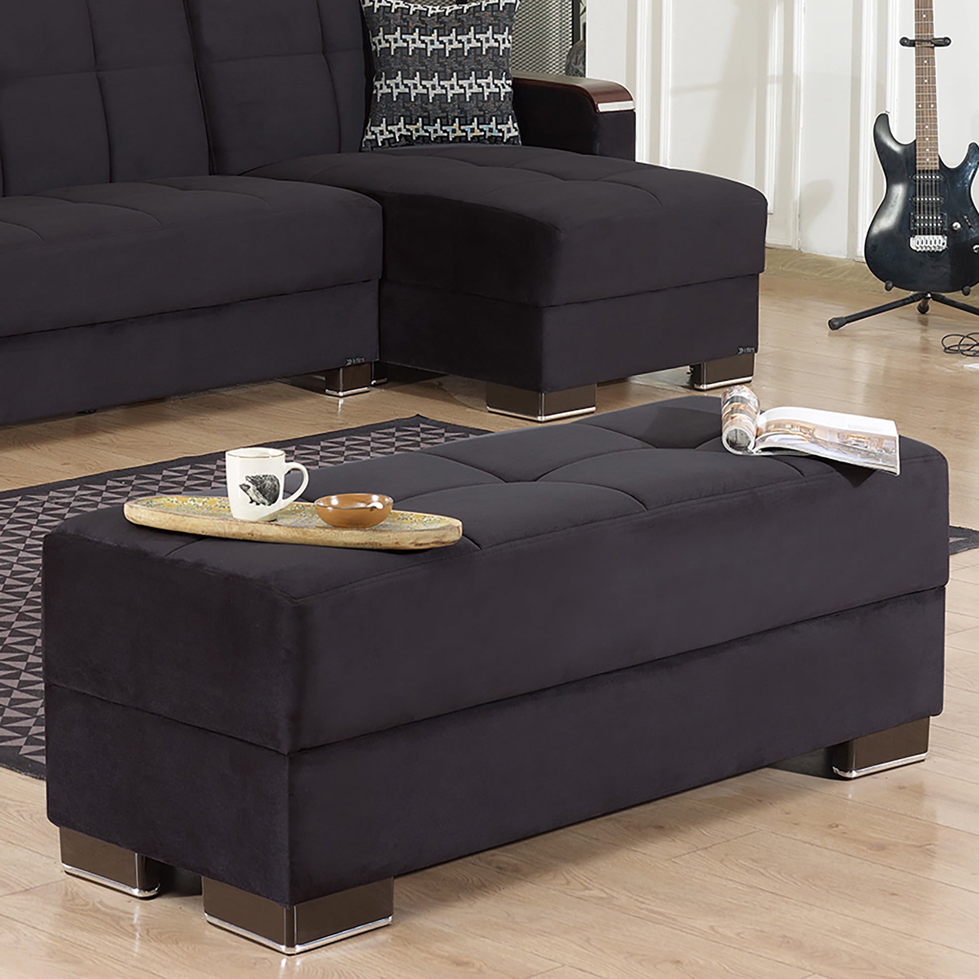 Ottomanson Origins X Upholstered Storage Ottoman, Black
