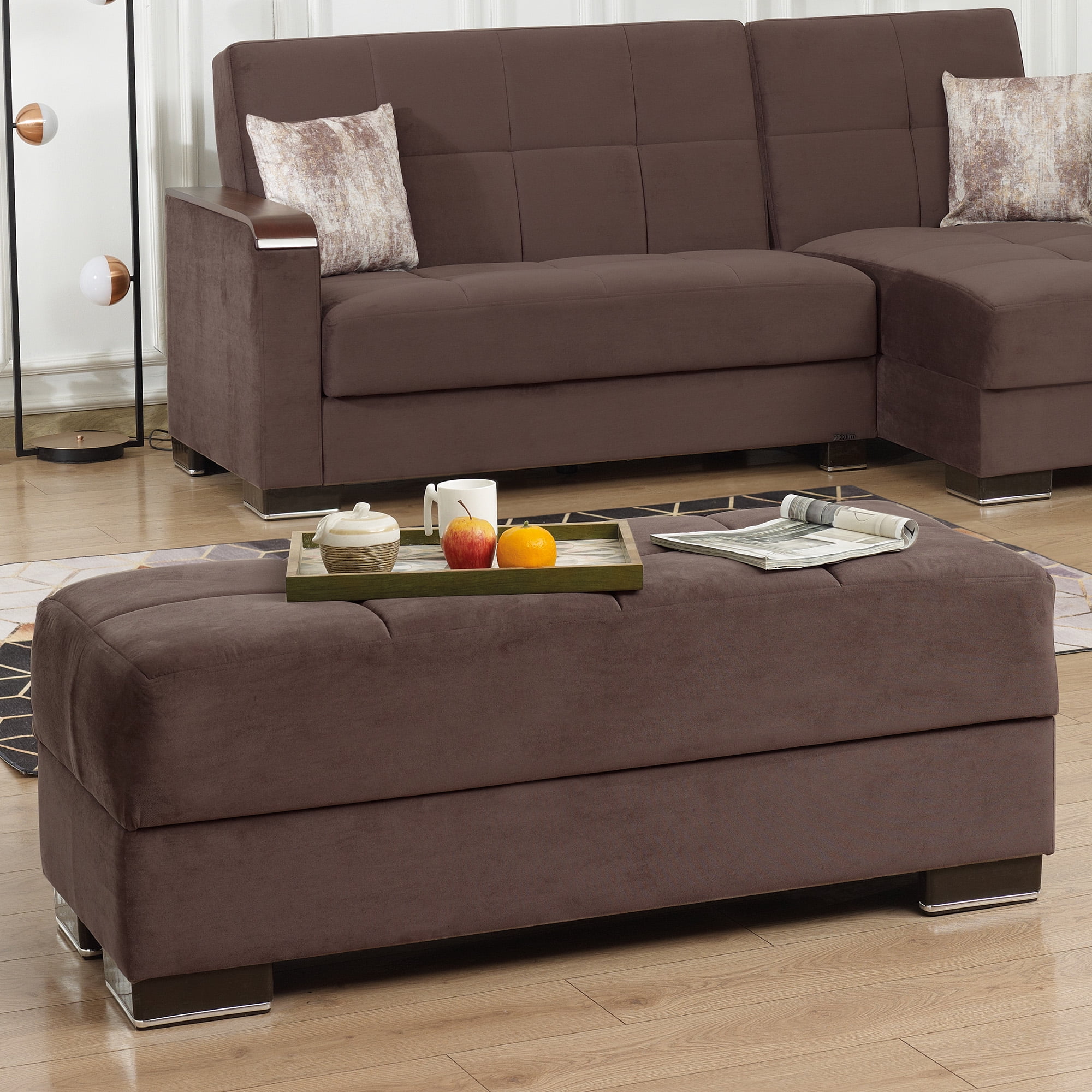 Ottomanson Origins X Upholstered Storage Ottoman, Brown