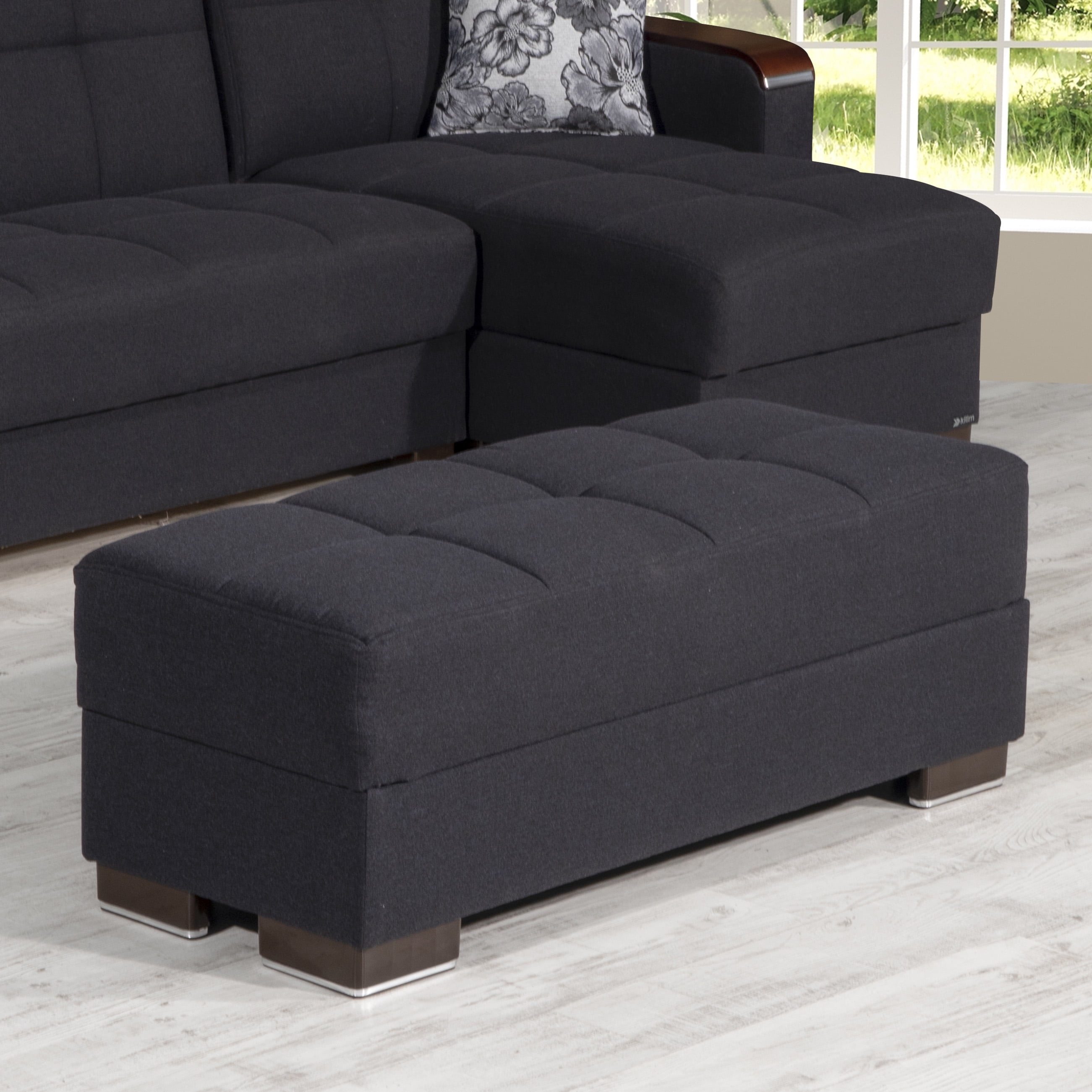 Ottomanson Origins X Upholstered Storage Ottoman, Dark Blue