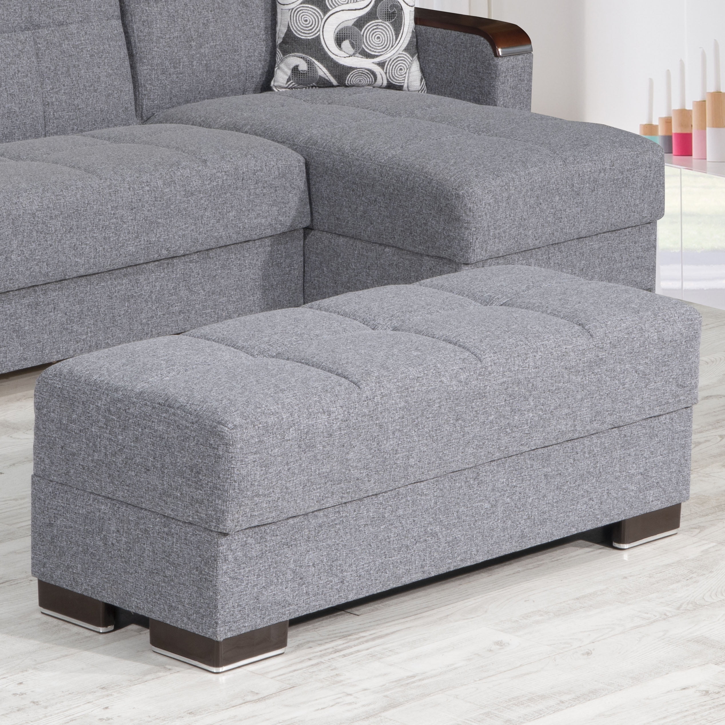 Ottomanson Origins X Upholstered Storage Ottoman, Gray