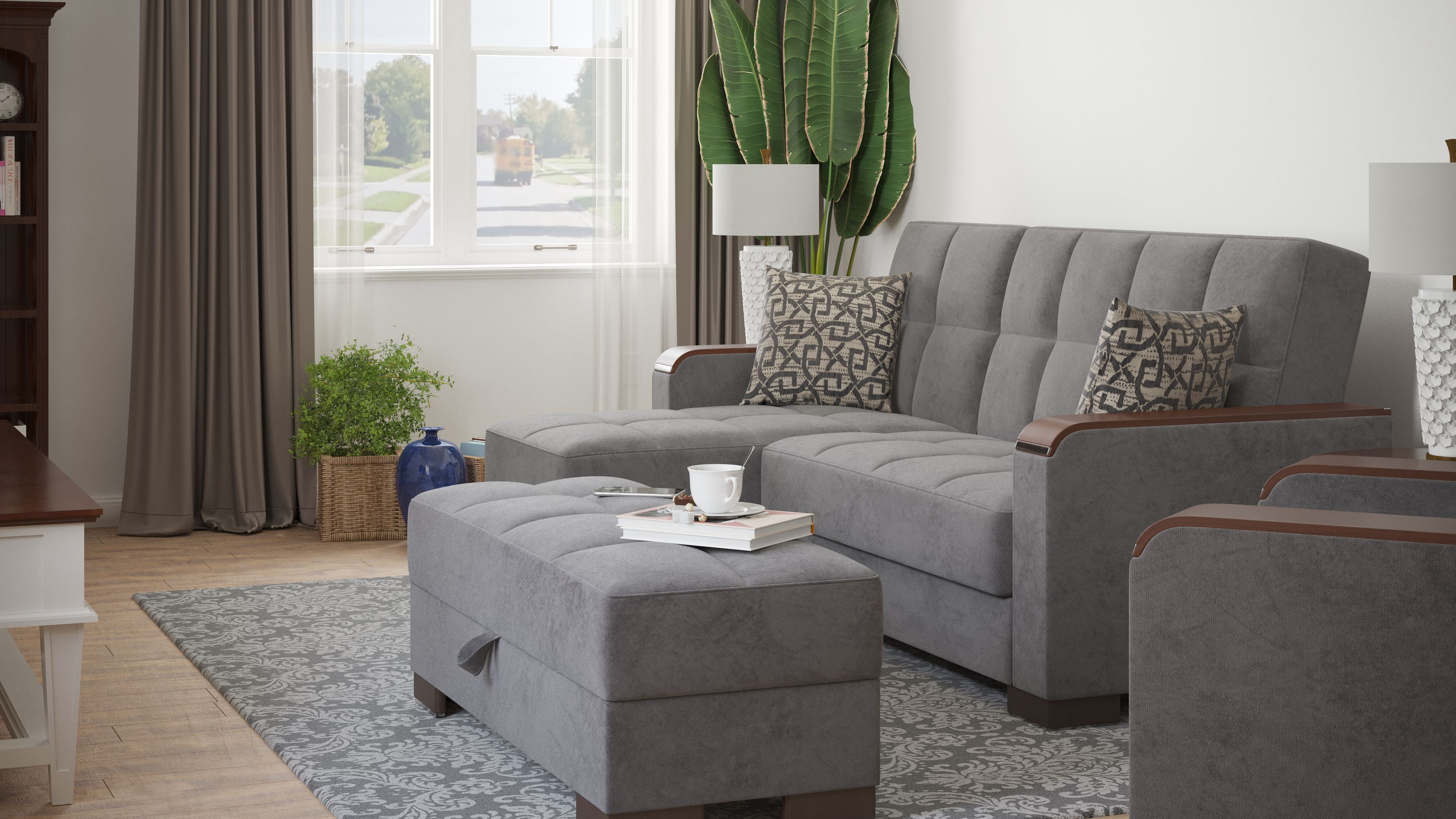 Ottomanson Origins X Upholstered Storage Ottoman, Gray