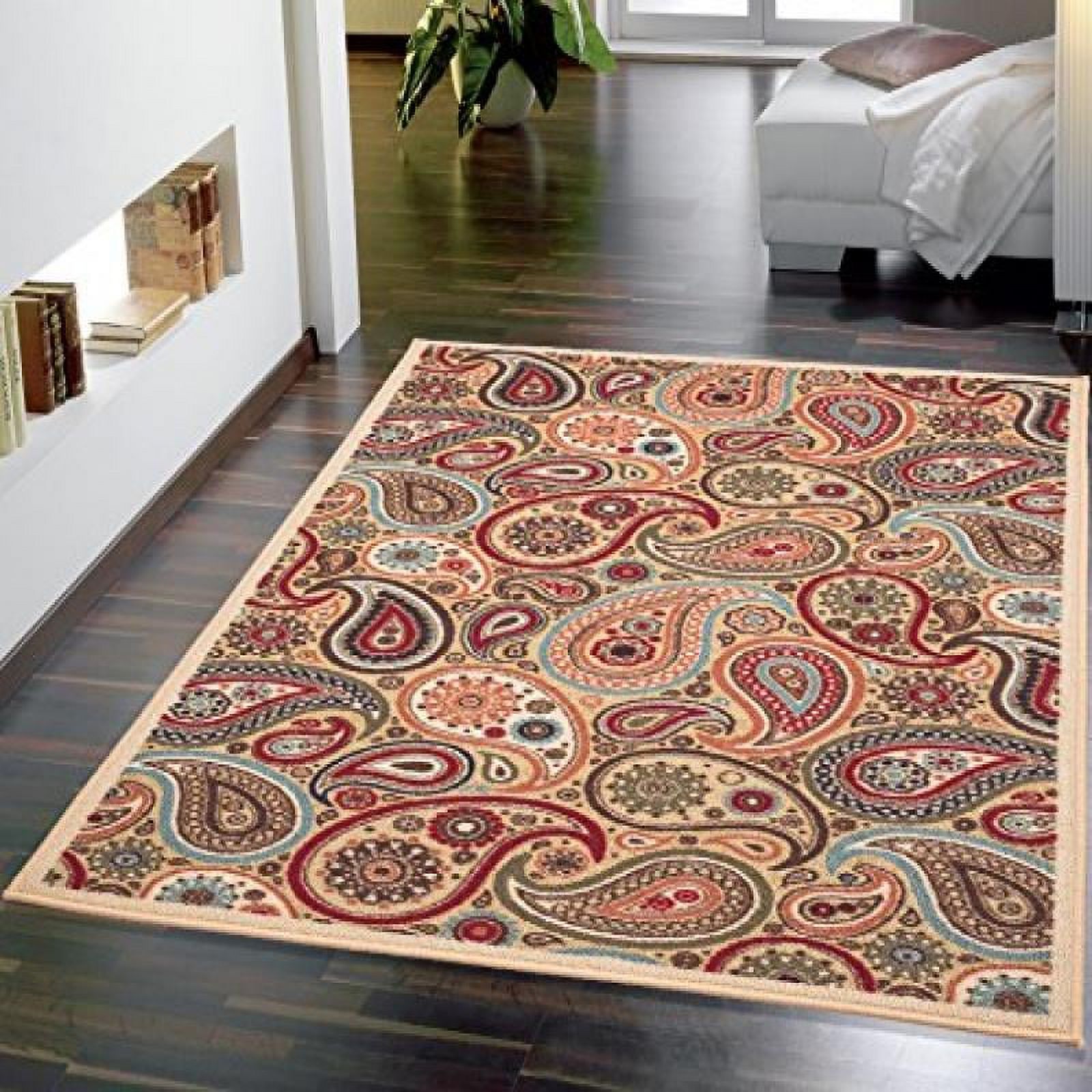 Ottomanson Ottohome Contemporary Paisley Modern Non Slip Rubber Backing
