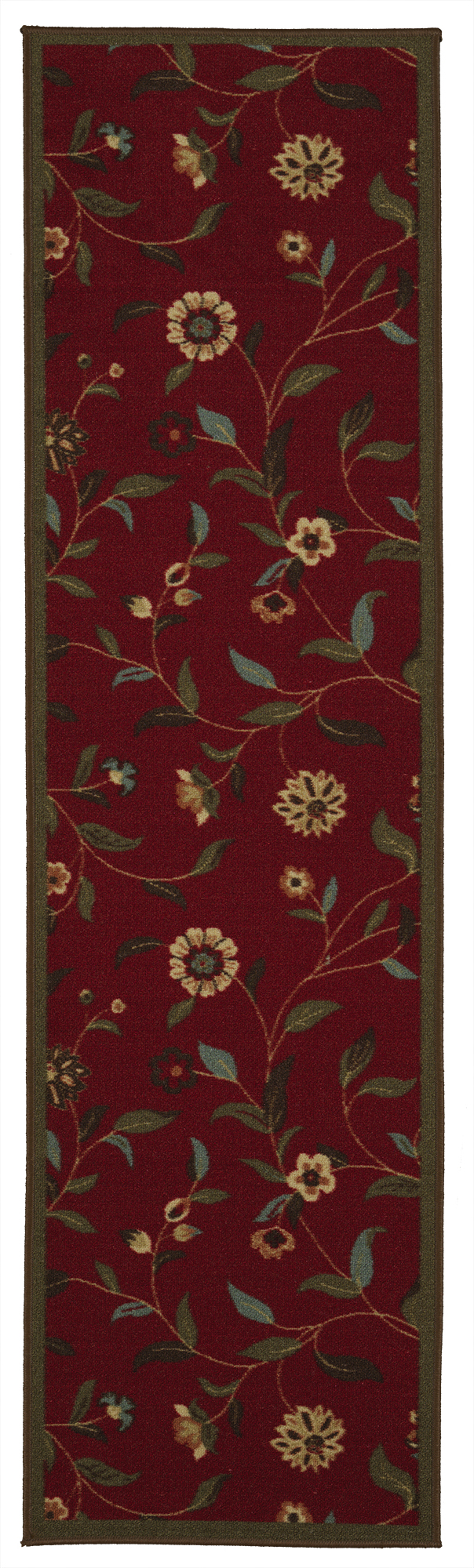 Ottomanson Ottohome NonSlip Rubberback Floral Leaves 2x7 Indoor Runner