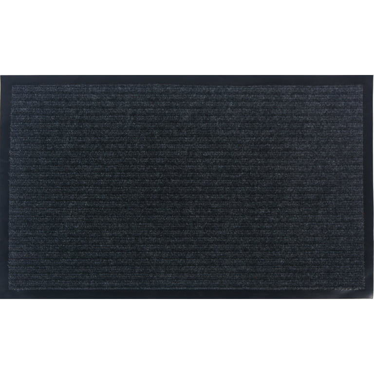 Ottomanson Utility Collection Waterproof Non-Slip Rubberback Solid 5x7 Indoor/Outdoor Entryway Mat, 5 ft. x 6 ft. 11 in., Black