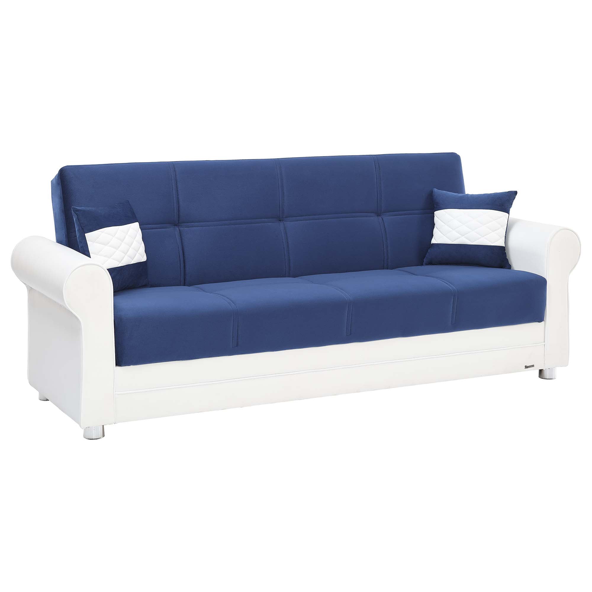 Ottomanson Paradise Sofa Bed with Storage 74", Blue Microfiber