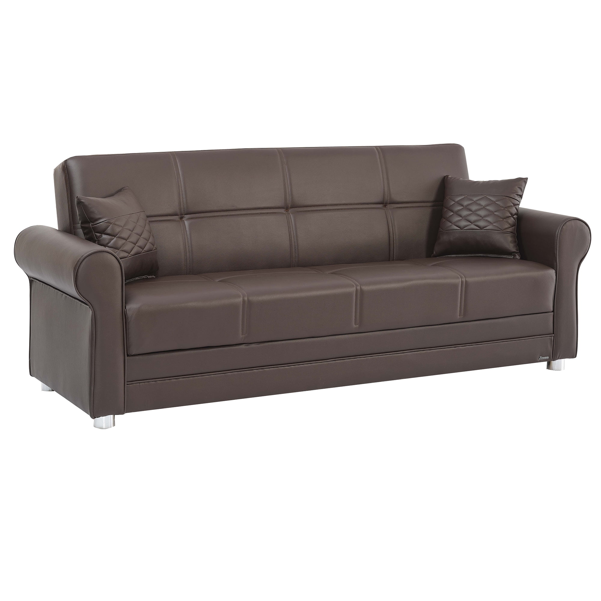 Ottomanson Paradise Sofa Bed with Storage 74", Brown Leatherette