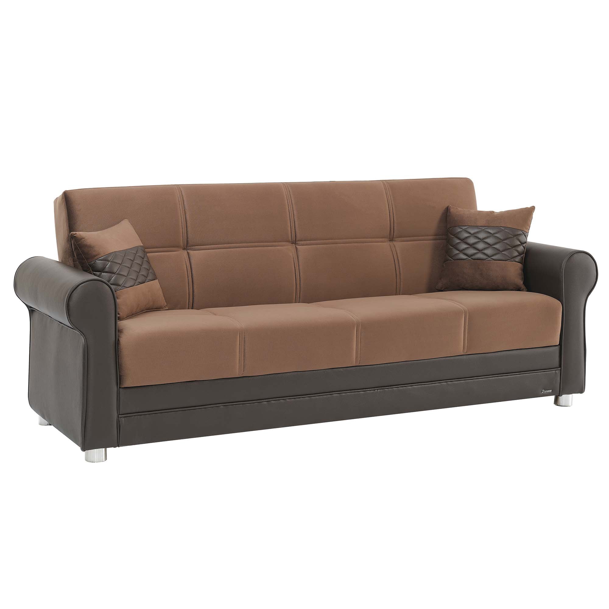 Ottomanson Paradise Sofa Bed with Storage 74", Brown Microfiber