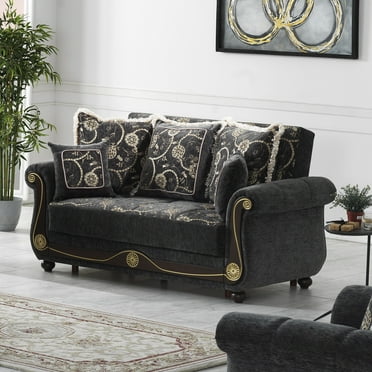 Ottomanson Patriot Sleeper Loveseat, Gray Chenille