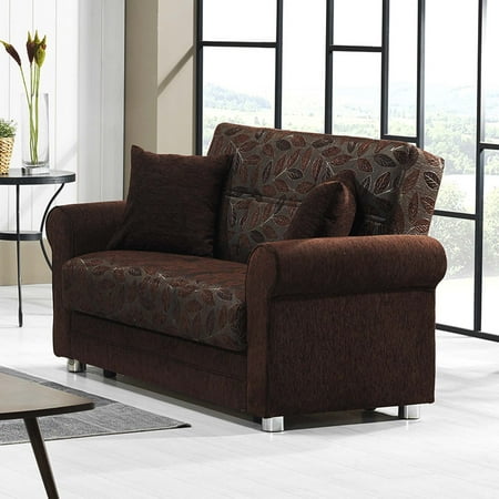 Ottomanson Paulo Convertible Loveseat with Storage, Dark Brown