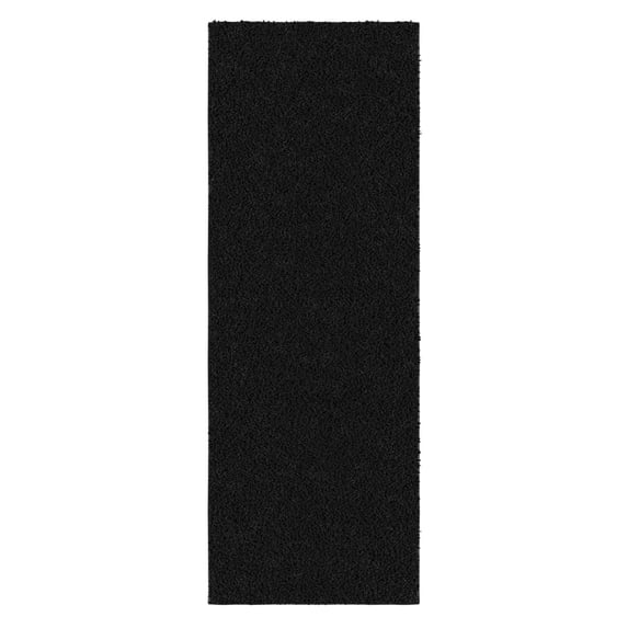 Ottomanson Plush Shag Bath Rug, Non-Slip Bathroom Mat with Rubber Backing, 24" x 48", Black