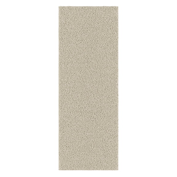 Ottomanson Plush Shag Bath Rug, Non-Slip Bathroom Mat with Rubber Backing, 24" x 48", Cream