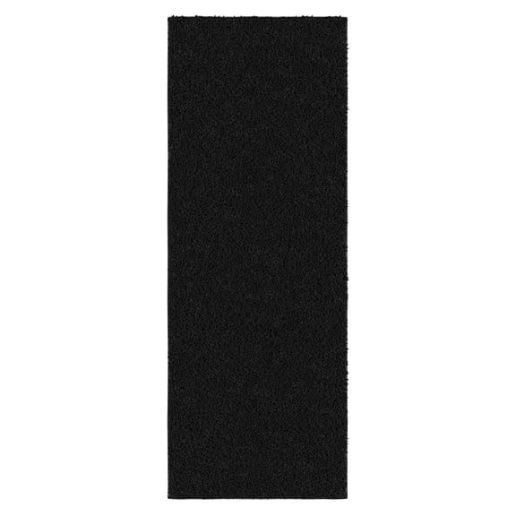 Ottomanson Plush Shag Bath Rug, Non-Slip Bathroom Mat with Rubber Backing, 24" x 60", Black