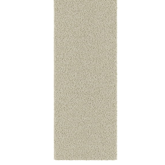 Ottomanson Plush Shag Bath Rug, Non-Slip Bathroom Mat with Rubber Backing, 24" x 60", Cream
