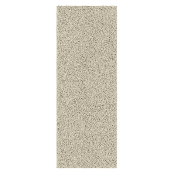Ottomanson Plush Shag Bath Rug, Non-Slip Bathroom Mat with Rubber Backing, 24" x 60", Cream