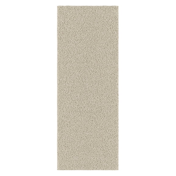 Ottomanson Plush Shag Bath Rug, Non-Slip Bathroom Mat with Rubber Backing, 24" x 60", Cream