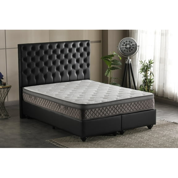 Ottomanson Queen 12" Eurotop Hybrid Mattress, Firm, Pocket Coils, CertiPUR-US, Bed in a Box
