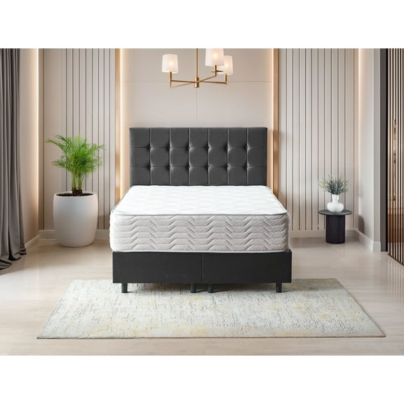 Ottomanson Queen 12" Hybrid Mattress Rock Salt Infused Medium-Firm Bed in a Box, Pocket Coils, CertiPUR-US