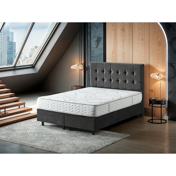 Ottomanson Queen 8" Medium-Firm Hybrid Mattress, Durable & Comfort, CertiPUR-US, Pocket Coils, Bed in a Box