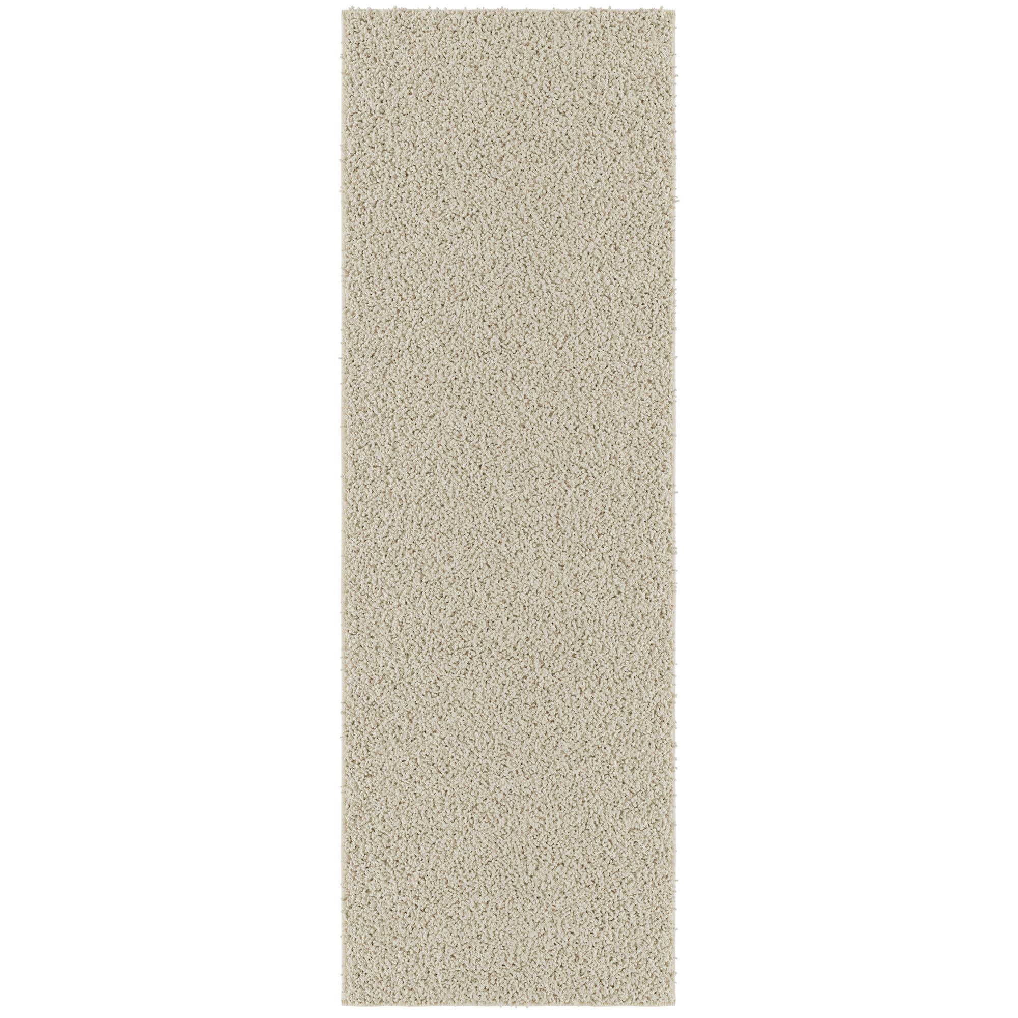 Ottomanson Rabbit Non-Slip Rubberback Solid 2x5 Soft Indoor Runner Rug, 20" x 59", Cream