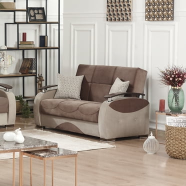 Ottomanson Radiance Sleeper Loveseat, Brown Microfiber