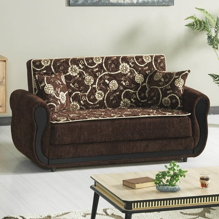 Ottomanson Roma Convertible Loveseat with Storage, Brown
