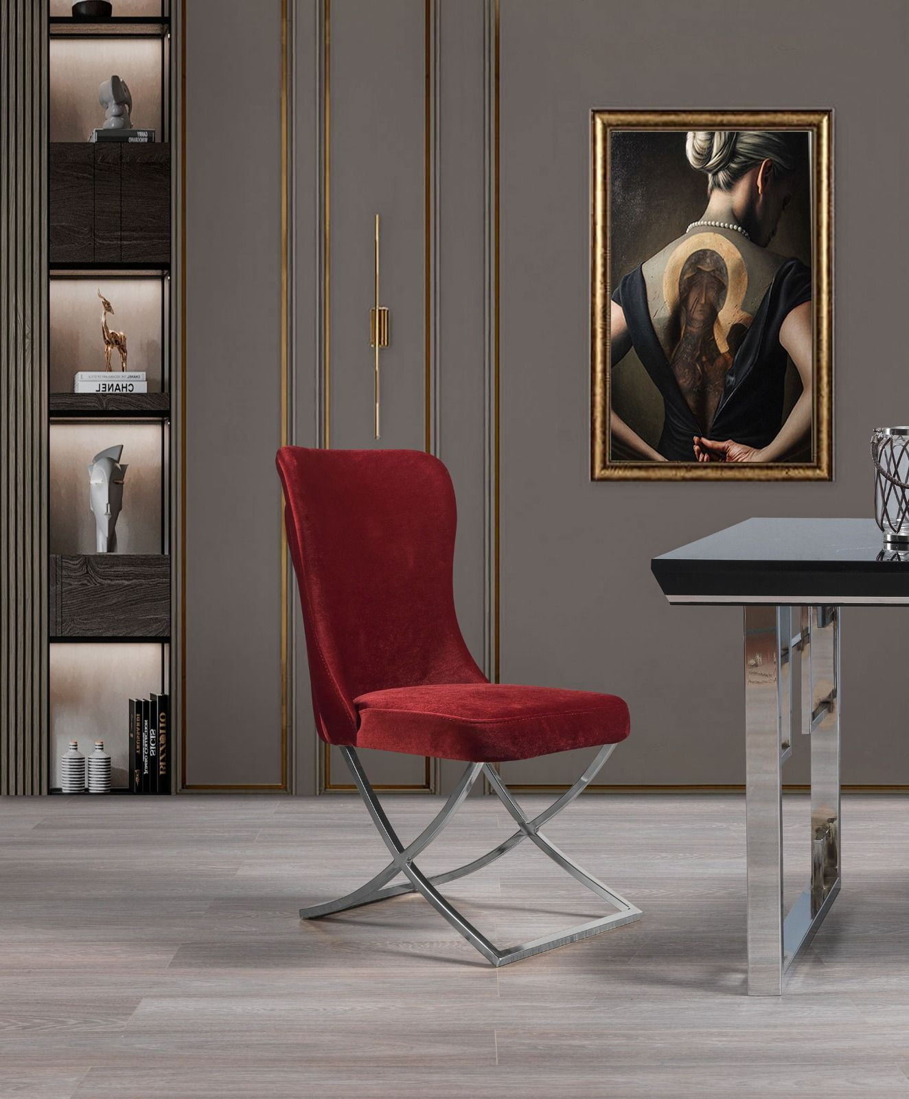 Ottomanson Royal Upholstered Modern Silver Legged Dining Chair, Set of