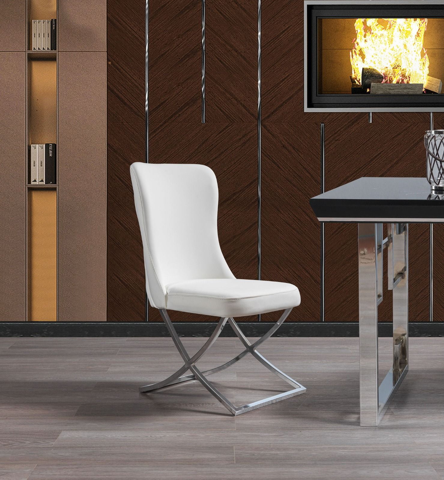 Ottomanson Royal Upholstered Modern Silver Legged Dining Chair, Set of