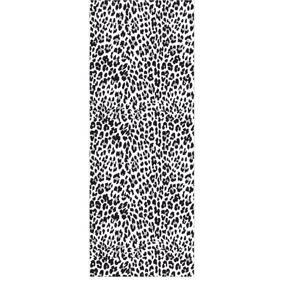 Ottomanson Runner Rug 1'10.5" x 7' Soft Non-Slip Indoor Runner, Leopard Print Black & White
