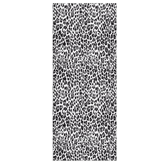Ottomanson Runner Rug 2'7" x 9' Soft Non-Slip Indoor Runner, Leopard Print Black & White