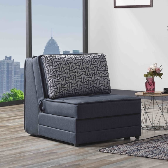 Ottomanson Salon Convertible Arm Chair, Navy Chenille