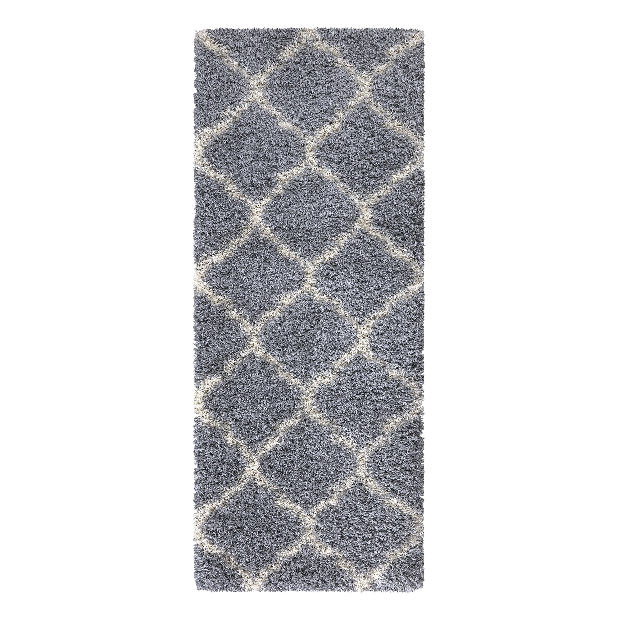 Ottomanson Shaggy Moroccan Trellis 2x5 Indoor Shag Runner Rug, 2' x 5', Gray
