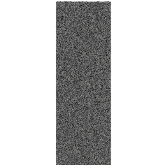 Ottomanson Shaggy Non-Slip Rubberback Solid 2x5 Soft Indoor Runner Rug, 20" x 59", Gray