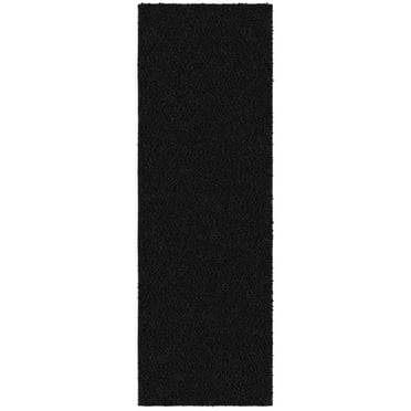 Ottomanson Softy Non-Slip Rubberback Solid 2x6 Soft Indoor Runner Rug, 2' x 6', Black