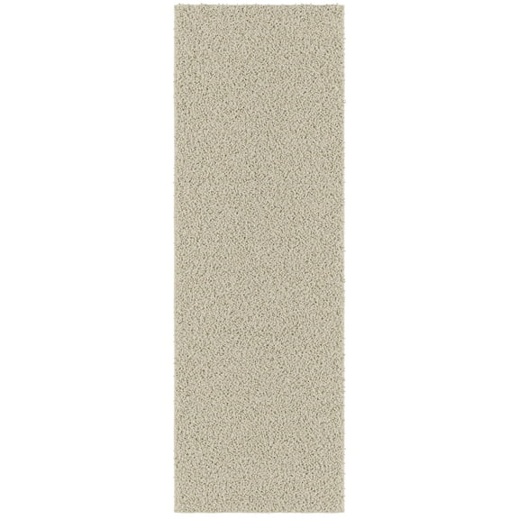 Ottomanson Softy Non-Slip Rubberback Solid 2x6 Soft Indoor Runner Rug, 2' x 6', Cream